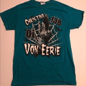 Christina Von Eerie Mens Green T-Shirt Small S CZW WSU Pro Wrestling Oi